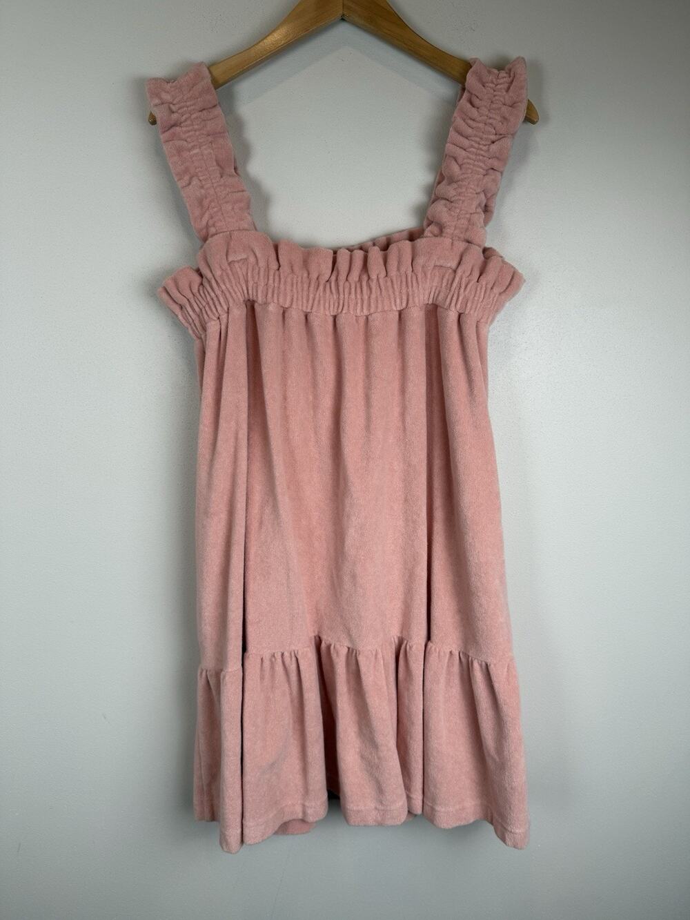EPHEMERA LA PLAGE SWING MINI DRESS Swim Cover-up Blush Terry Cloth Sz Medium